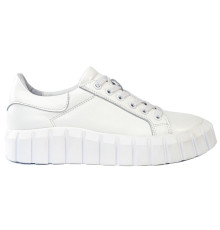 Women's white sneakers made of genuine leather - 270-12