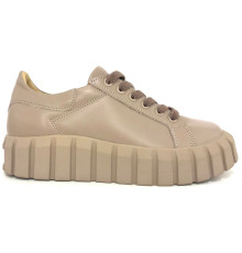 Beige Women's Sneakers Made of Genuine Leather - 270-21